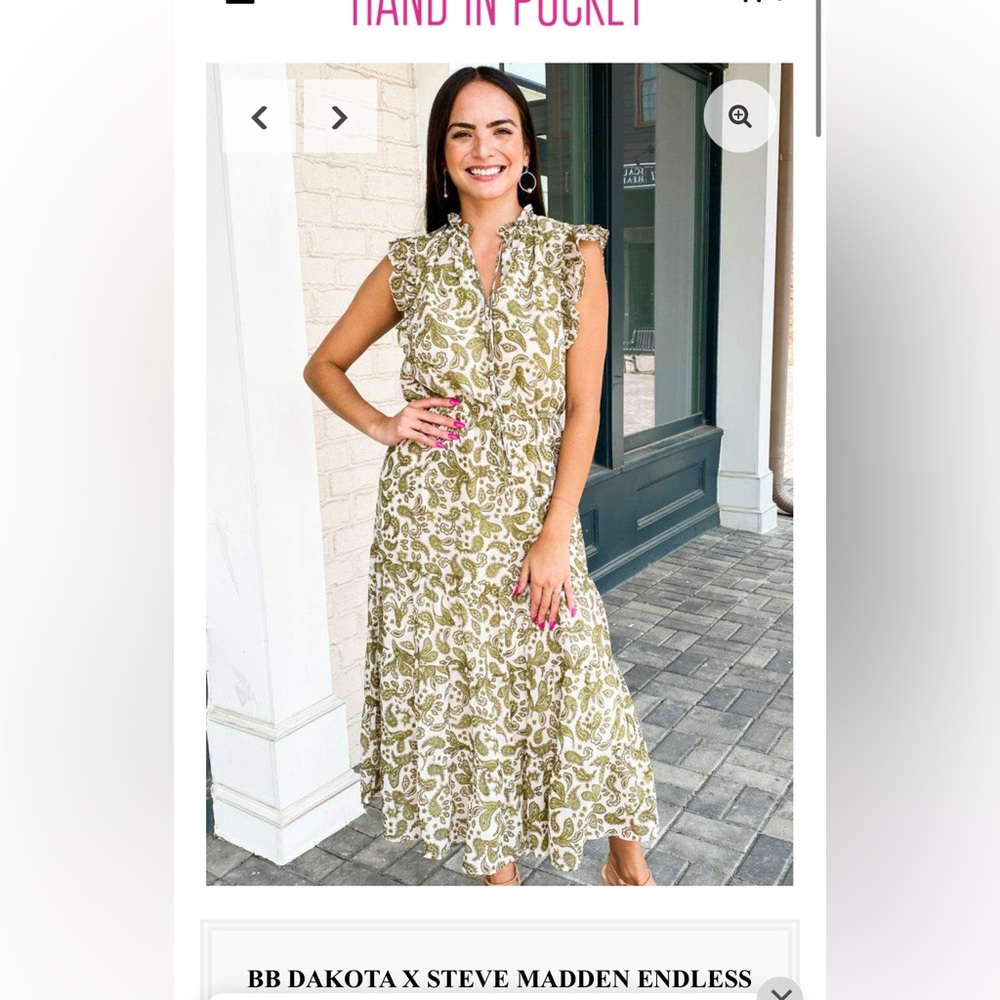 BB Dakota Olive Green Paisley Midi Dress
